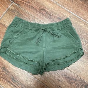 LOFT Army Green Boho Style Tassel Shorts, Size: XS